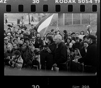 Daniel Ellsberg, Pentagon Papers whistle blower, has appeared on Boston Common with the protestors.